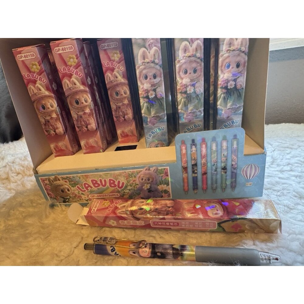 Labubu Monster Pens Box Lot Of 36 Pieces Store Display Case Pack NEW